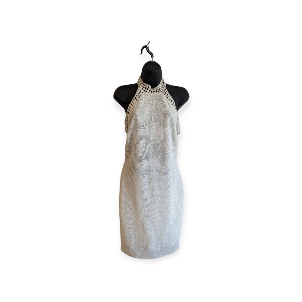 Rhapsodielle White Floral Mini Dress Size M Sleeveless
